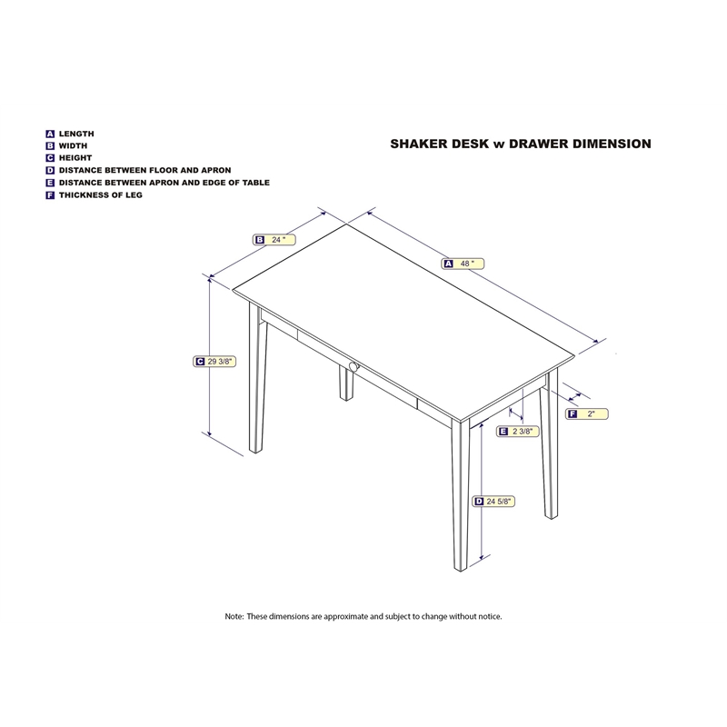 AFI Shaker Solid Wood Writing Desk with Storage Drawer in Walnut