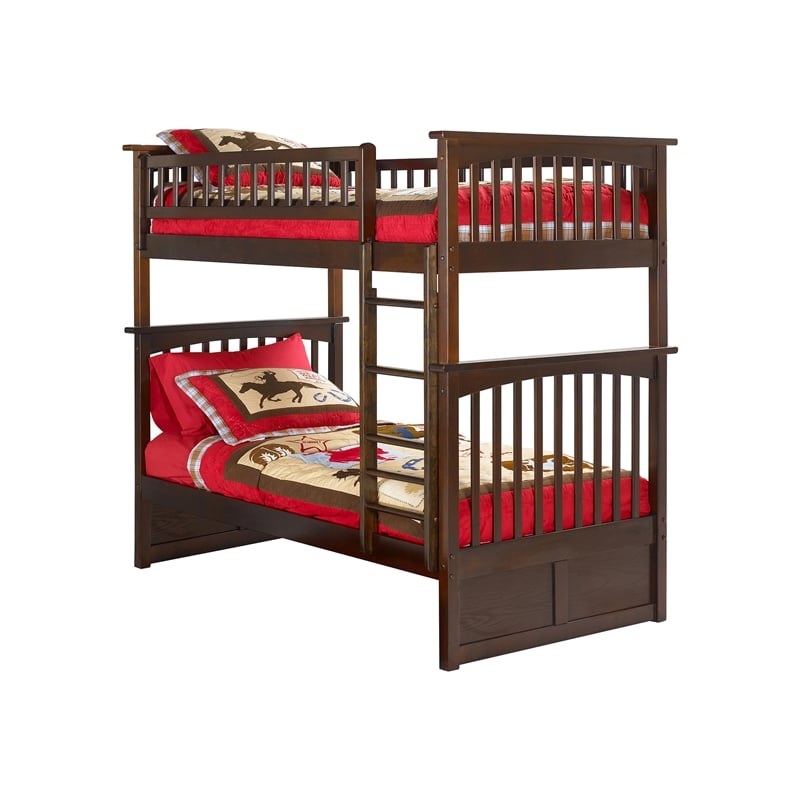 AFI Columbia Twin Over Twin Solid Wood Bunk Bed in Walnut