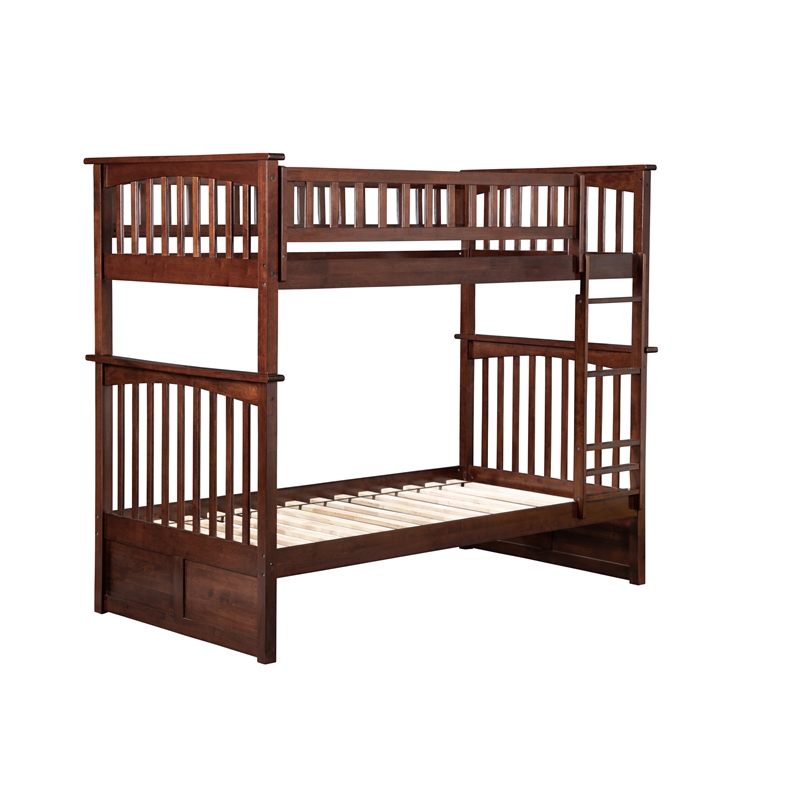 AFI Columbia Twin Over Twin Solid Wood Bunk Bed in Walnut