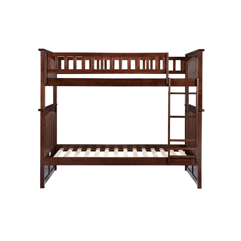 AFI Columbia Twin Over Twin Solid Wood Bunk Bed in Walnut