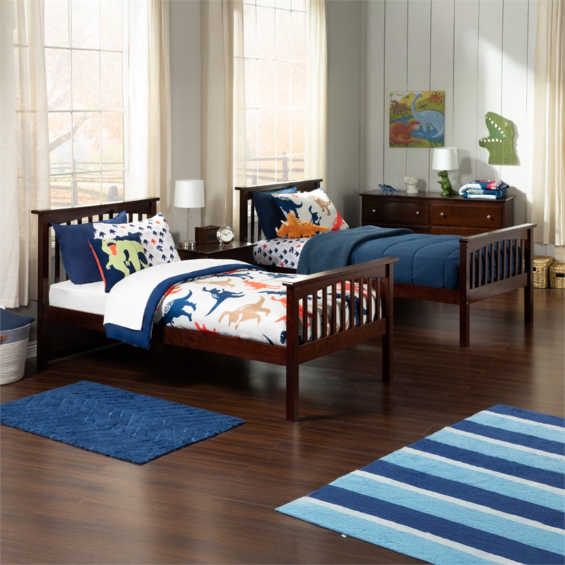 AFI Columbia Twin Over Twin Solid Wood Bunk Bed in Walnut