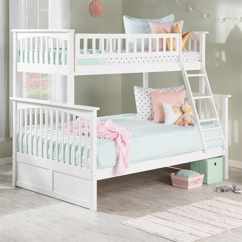 AFI Columbia Twin Over Full Solid Wood Bunk Bed with USB Charger in White
