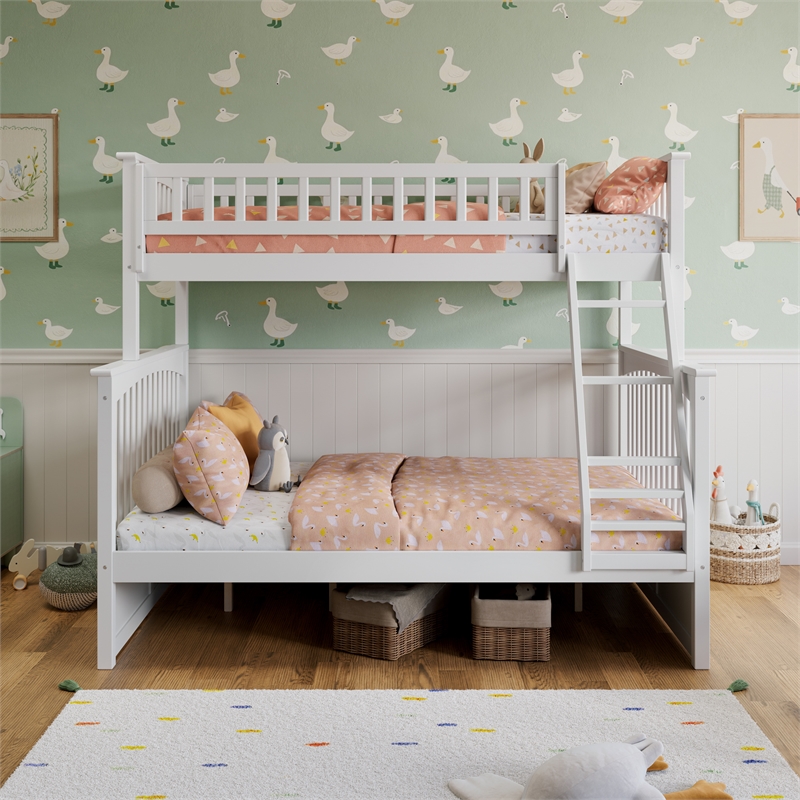 AFI Columbia Twin Over Full Solid Wood Bunk Bed in White