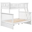 AFI Columbia Twin Over Full Solid Wood Bunk Bed with USB Charger in White