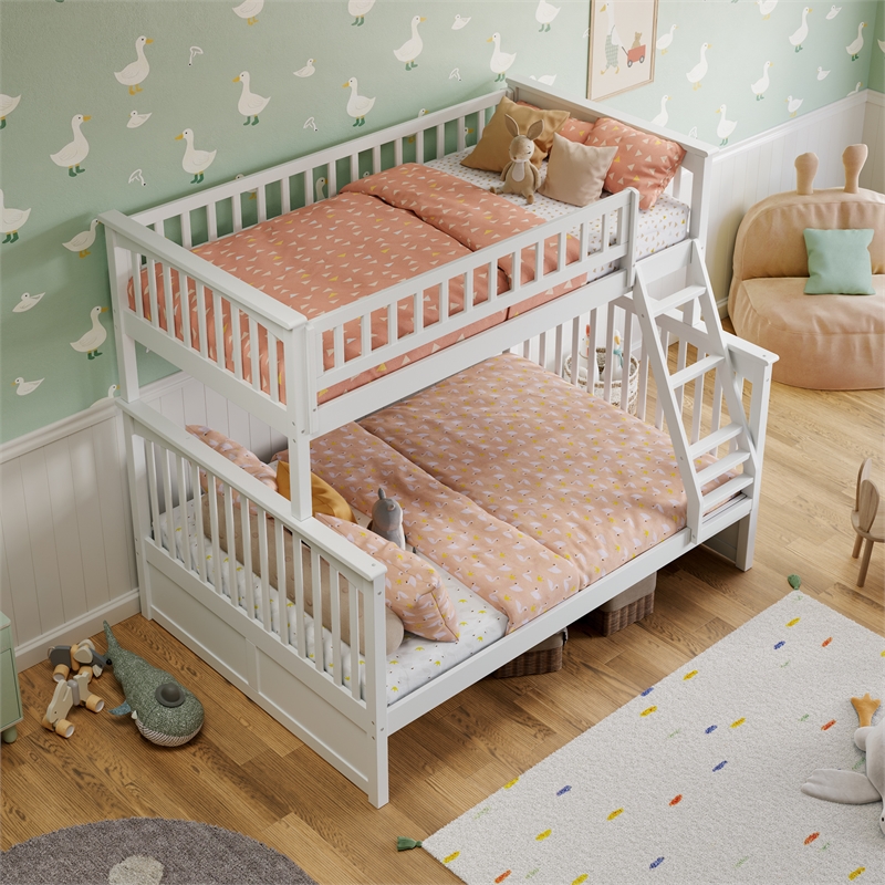 AFI Columbia Twin Over Full Solid Wood Bunk Bed in White