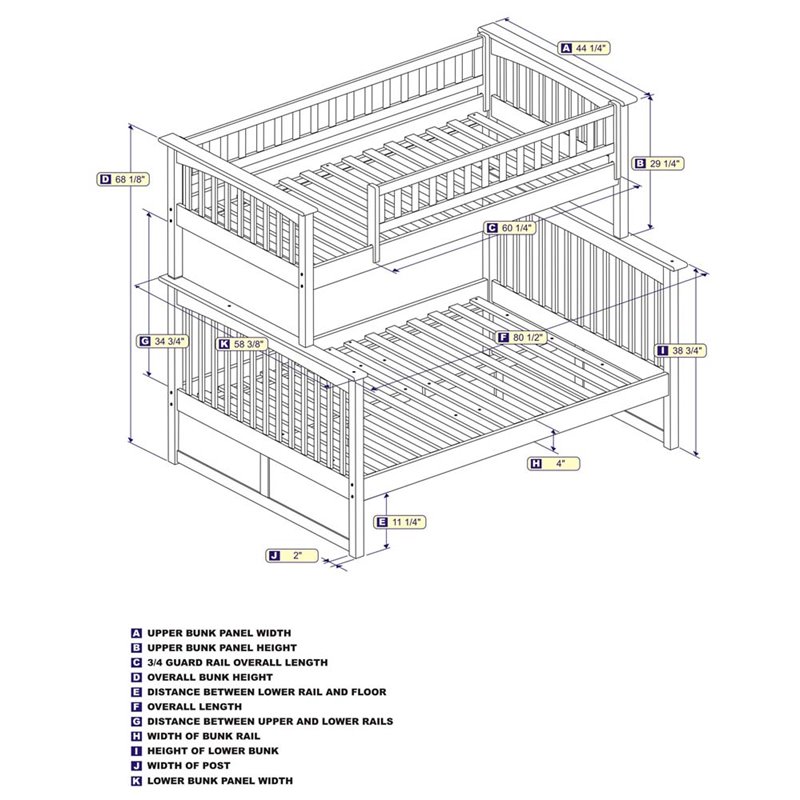 Atlantic Furniture Columbia Twin Over Full Bunk Bed in Walnut AB55204