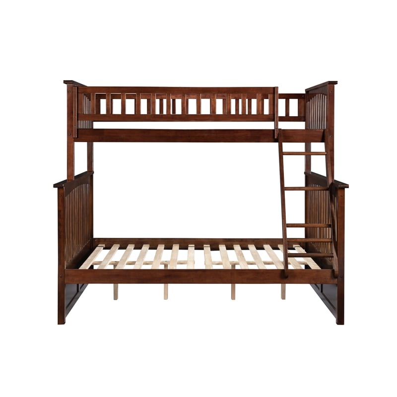 AFI Columbia Twin Over Full Solid Wood Bunk Bed in Walnut