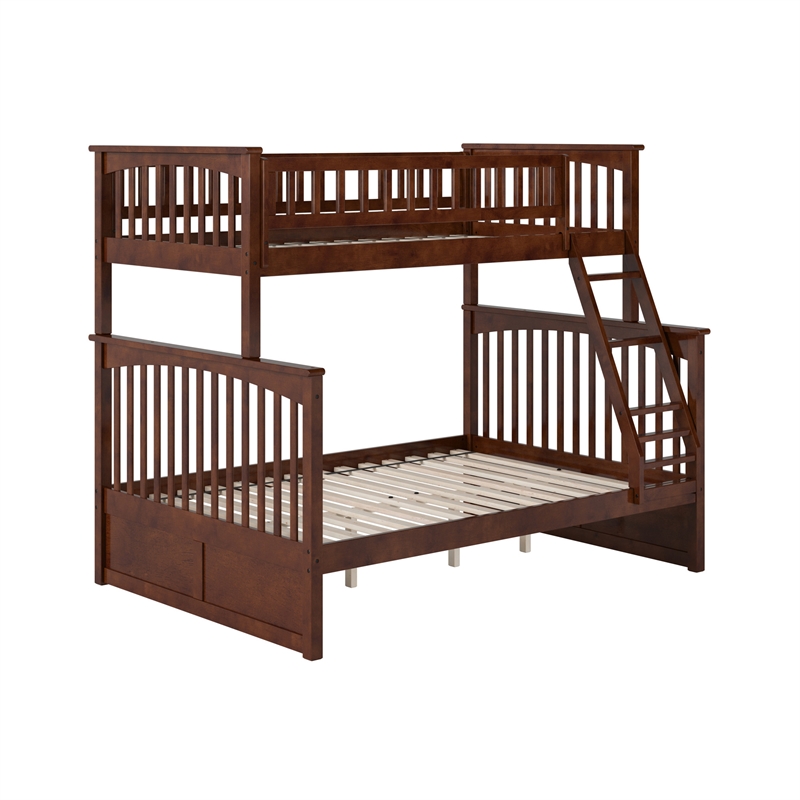 AFI Columbia Twin Over Full Solid Wood Bunk Bed in Walnut