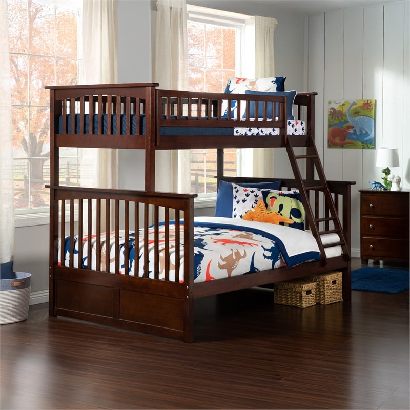 AFI Columbia Twin Over Full Solid Wood Bunk Bed in Walnut