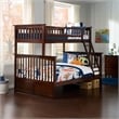 AFI Columbia Twin Over Full Solid Wood Bunk Bed in Walnut