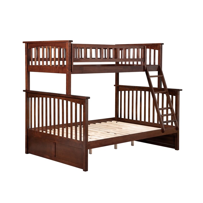 AFI Columbia Twin Over Full Solid Wood Bunk Bed in Walnut