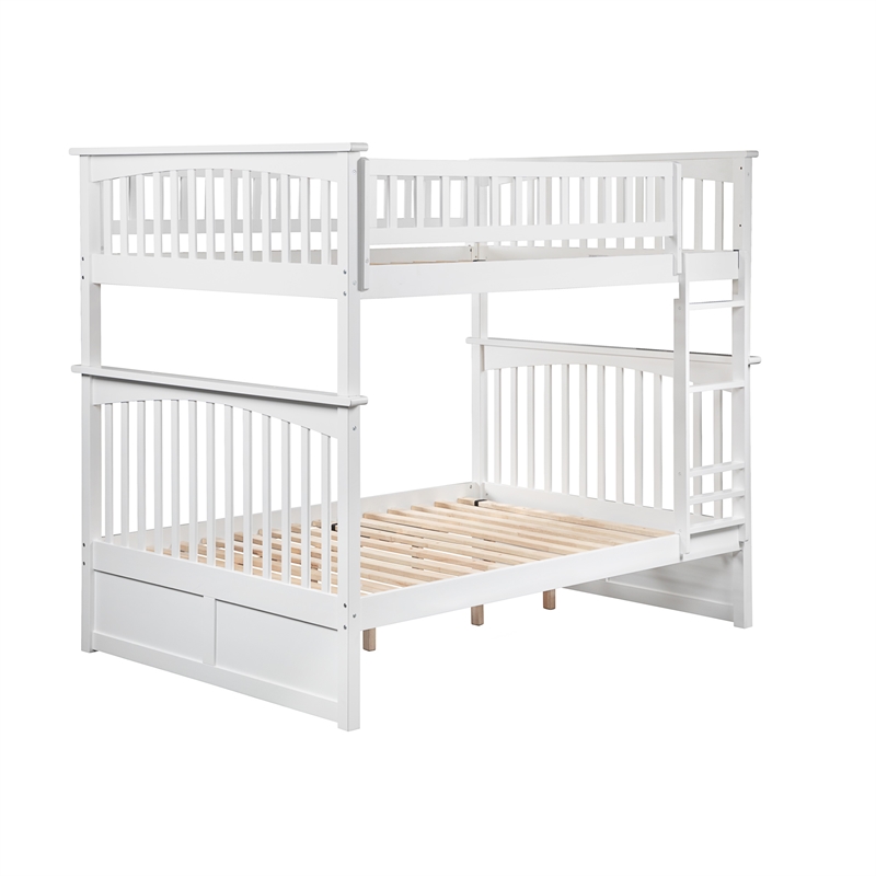 AFI Columbia Full Over Full Solid Wood Bunk Bed in White