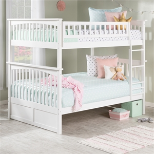 AFI Columbia Full Over Full Solid Wood Bunk Bed in White