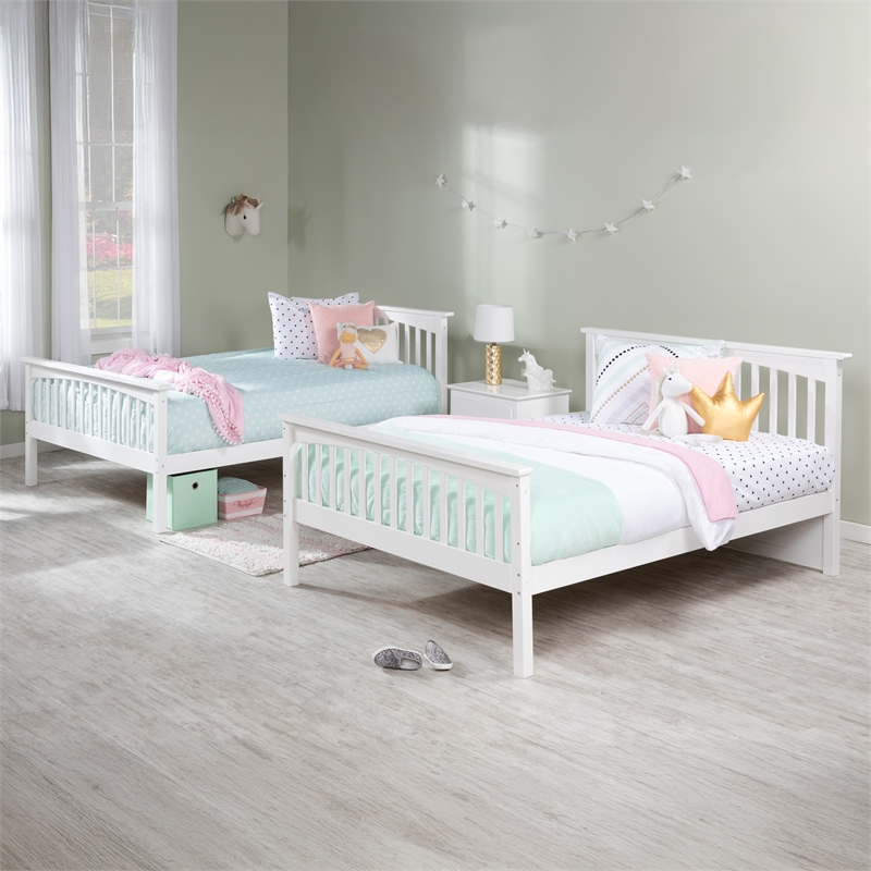 AFI Columbia Full Over Full Solid Wood Bunk Bed in White