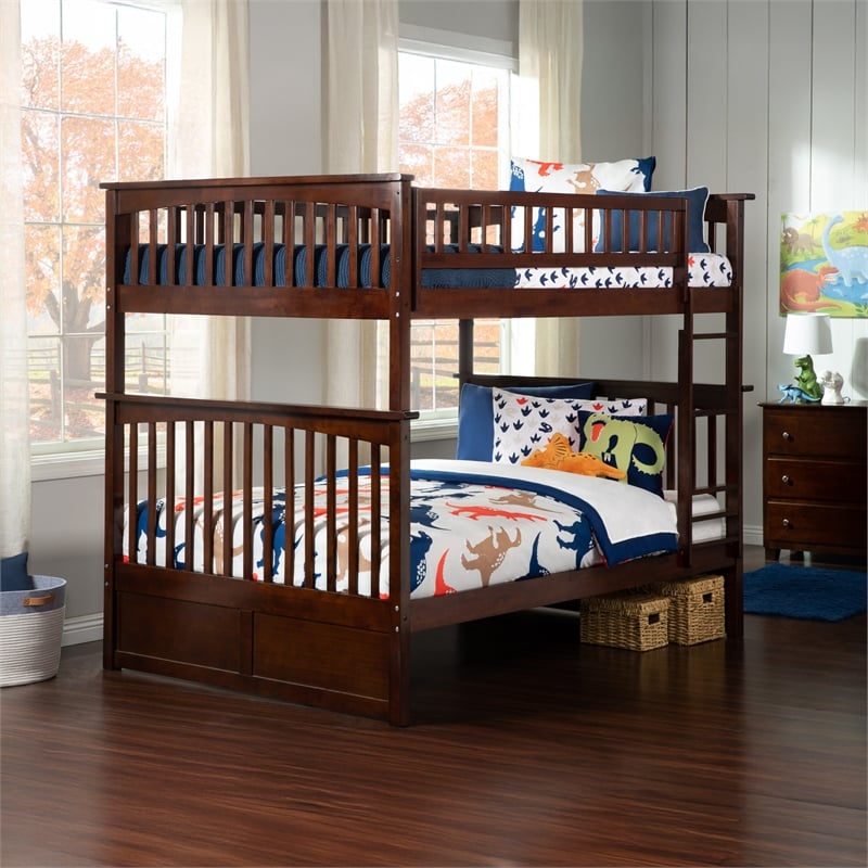 AFI Columbia Full Over Full Solid Wood Bunk Bed in Walnut Finish