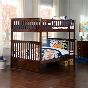 AFI Columbia Full Over Full Solid Wood Bunk Bed in Walnut Finish