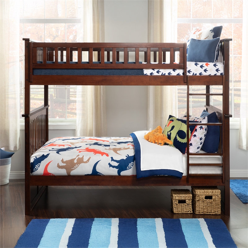 AFI Columbia Full Over Full Solid Wood Bunk Bed in Walnut Finish