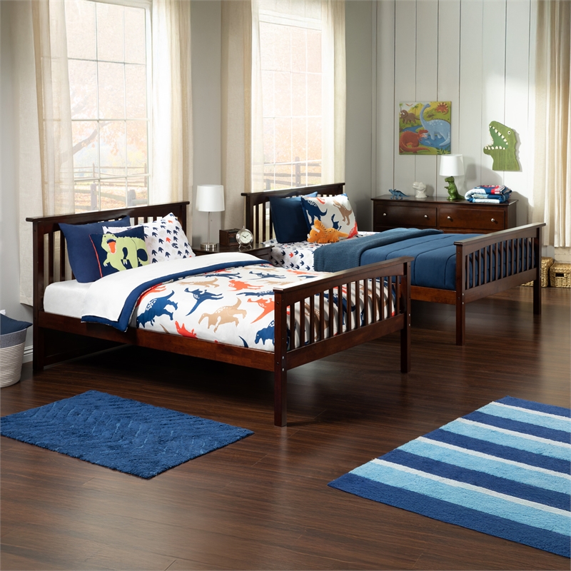 AFI Columbia Full Over Full Solid Wood Bunk Bed in Walnut Finish