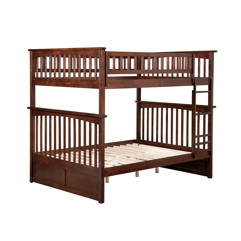 AFI Columbia Full Over Full Solid Wood Bunk Bed in Walnut Finish