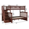 AFI Columbia Twin Over Full Solid Wood Staircase Bunk Bed in Walnut