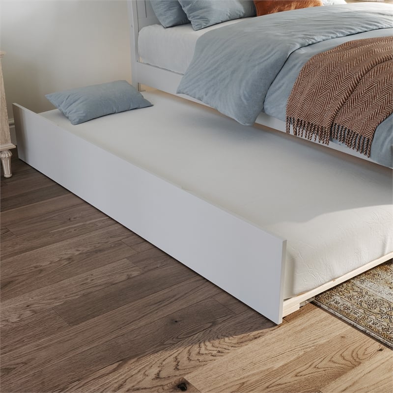 AFI Urban Twin Size Solid Wood Mid-Century Panel Trundle in White