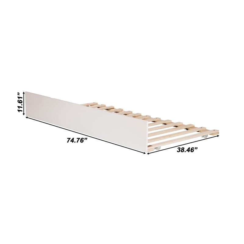 AFI Urban Twin Size Solid Wood Mid-Century Panel Trundle in White
