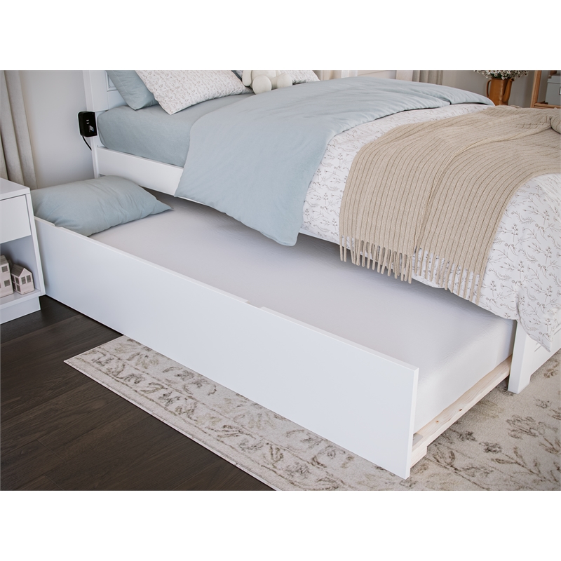 AFI Urban Twin Size Solid Wood Mid-Century Panel Trundle in White