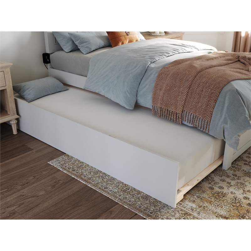 AFI Urban Twin Size Solid Wood Mid-Century Panel Trundle in White