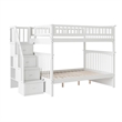 AFI Columbia Full Over Full Solid Wood Staircase Bunk Bed in White