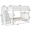 AFI Columbia Full Over Full Solid Wood Staircase Bunk Bed in White