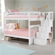 AFI Columbia Full Over Full Solid Wood Staircase Bunk Bed in White