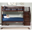 AFI Columbia Twin Over Twin Solid Wood Staircase Bunk Bed in Walnut