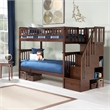 AFI Columbia Twin Over Twin Solid Wood Staircase Bunk Bed in Walnut