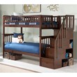 AFI Columbia Twin Over Twin Solid Wood Staircase Bunk Bed in Walnut