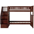 AFI Columbia Twin Over Twin Solid Wood Staircase Bunk Bed in Walnut