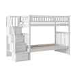AFI Columbia Twin Over Twin Solid Wood Staircase Bunk Bed in White