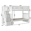 AFI Columbia Twin Over Twin Solid Wood Staircase Bunk Bed in White