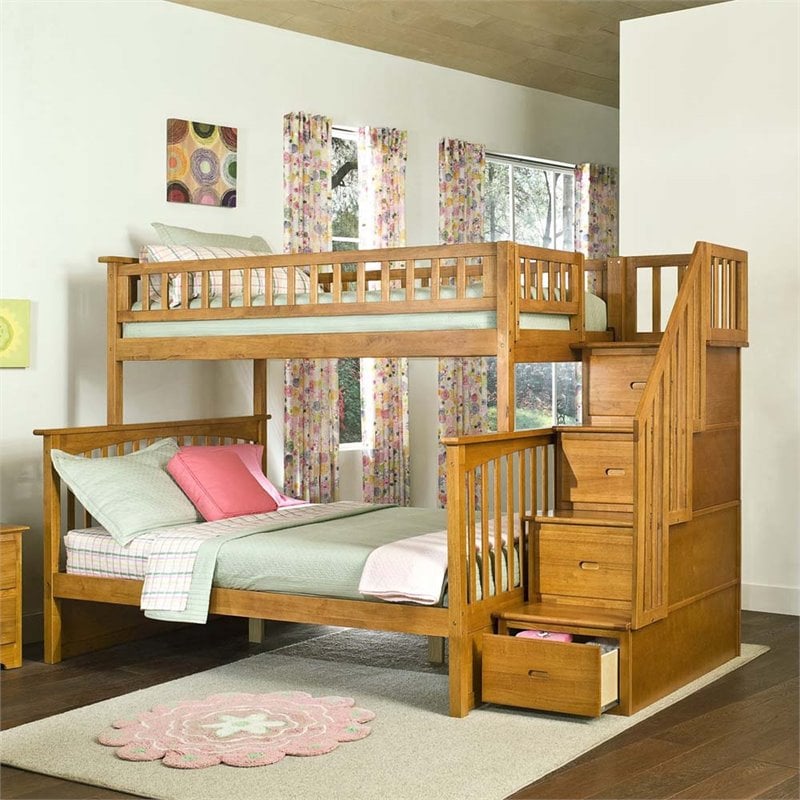 Atlantic Furniture Columbia Twin Over Full Staircase Bunk Bed - AB55707