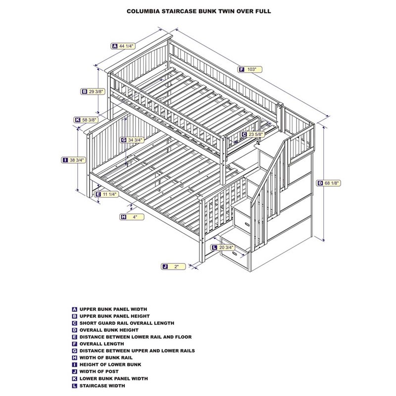 Atlantic Furniture Columbia Twin Over Full Staircase Bunk Bed