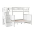 AFI Columbia Twin Over Full Solid Wood Staircase Bunk Bed in White
