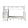AFI Columbia Twin Over Full Solid Wood Staircase Bunk Bed in White