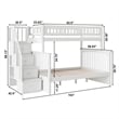 AFI Columbia Twin Over Full Solid Wood Staircase Bunk Bed in White