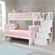 AFI Columbia Twin Over Full Solid Wood Staircase Bunk Bed in White