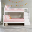 AFI Columbia Twin Over Full Solid Wood Staircase Bunk Bed in White