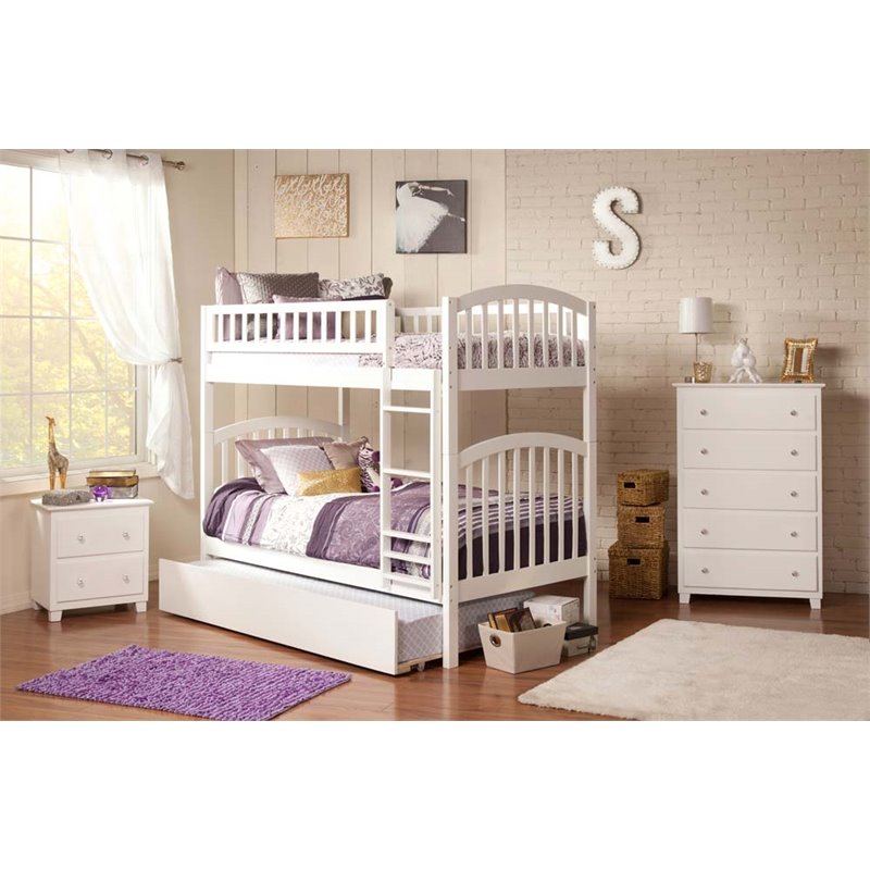 Atlantic Furniture Richland Urban Twin Over Twin Trundle Bunk Bed AB64152