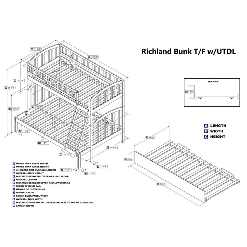 Atlantic Furniture Richland Urban Twin Over Full Trundle Bunk Bed - AB64252