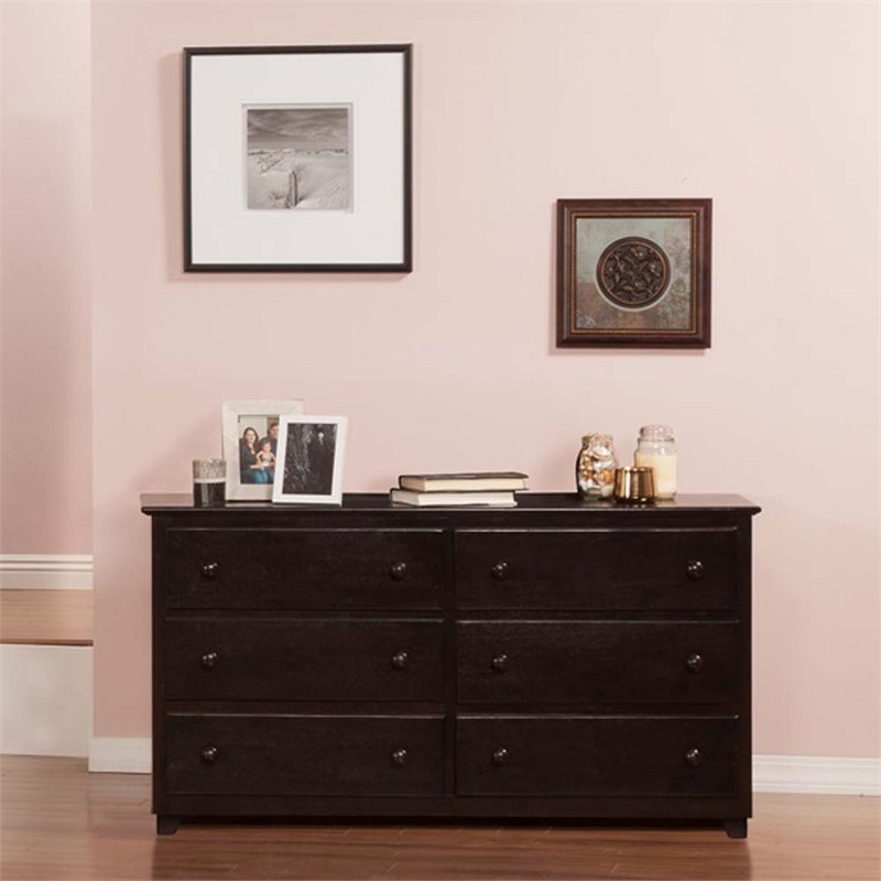 Atlantic Furniture Atlantic 6 Drawer Dresser In Espresso C 68651