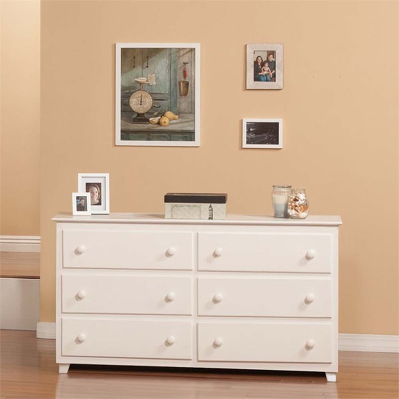 Atlantic Furniture Atlantic 6 Drawer Dresser in White C68652