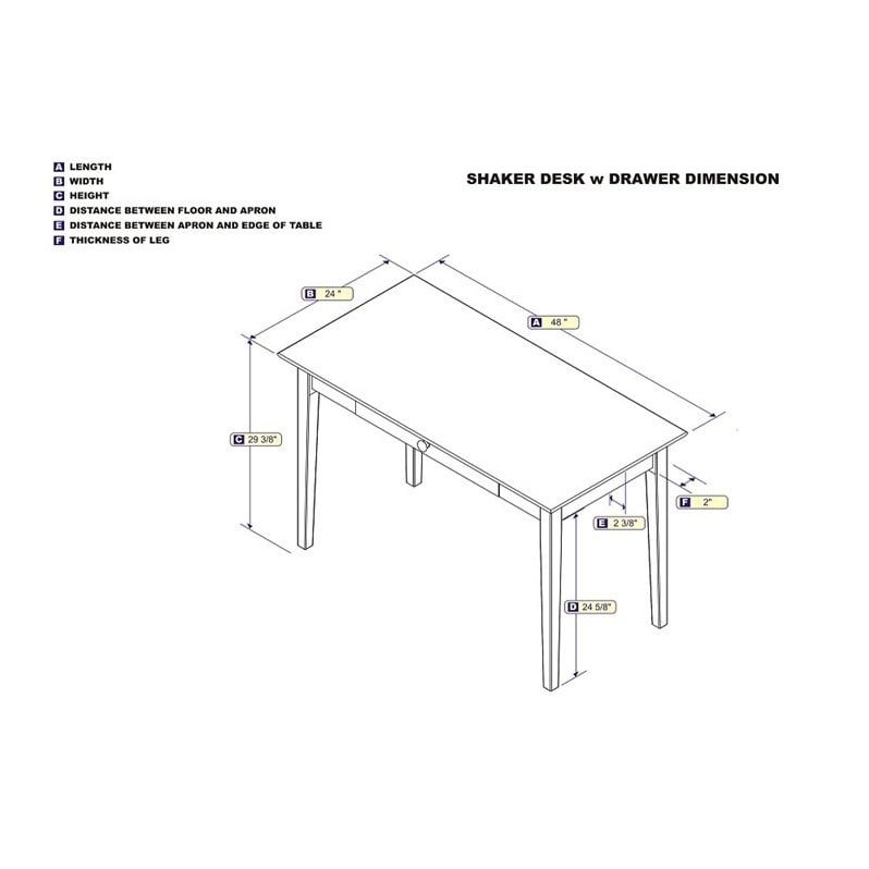 Atlantic Furniture Shaker Writing Desk In White Ah12102