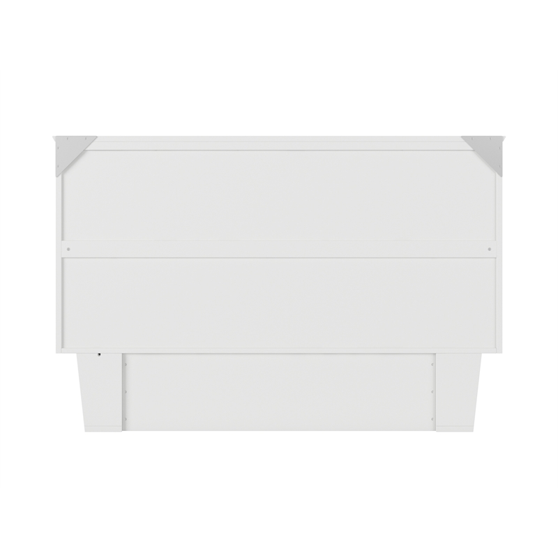 Nantucket Queen Wood Murphy Bed Chest w Mattress and Built-in Charger in White